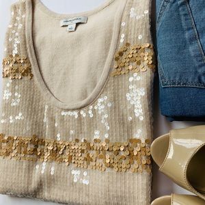 Banana Republic Gold & Cream Sequin Tank